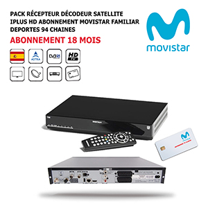 Pack Rcepteur Dcodeur Satellite iPlus HD + Abonnement TV Movistar Familiar Deportes 18 mois, Espagne 94 Chanes 